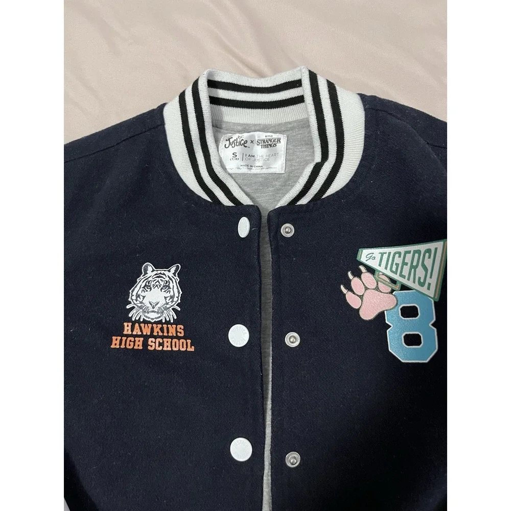 Stranger Things Jacket Justice Varsity Hawkins High Tigers Girls  Small 7/8